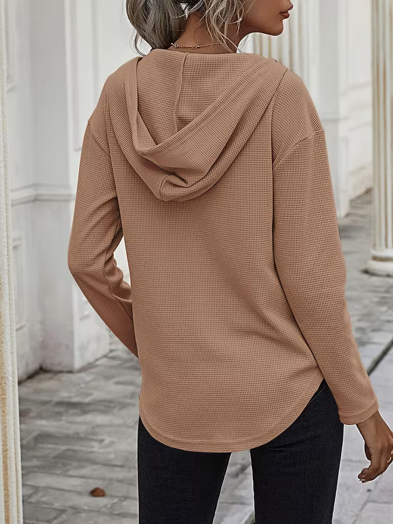 Heydi – Sweatshirt Med Lange ærmer Buet Forneden og Hætte