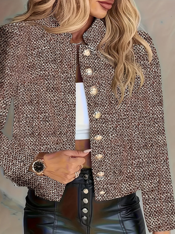 Aruzhan - Elegant Langærmet Blazer Med Knaplukning