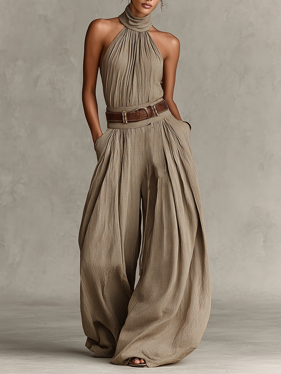 Jerina – Jumpsuit Med Brede Ben Og Holder Hals