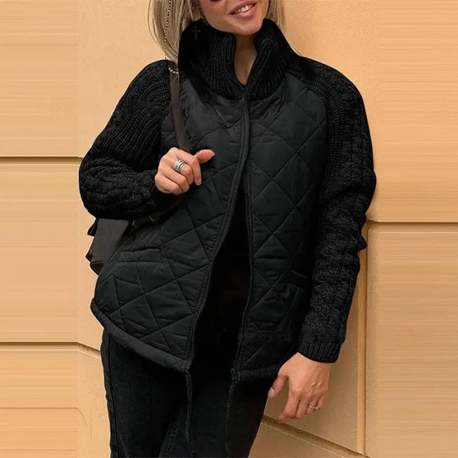 Karoliina - Strikket Patchwork Dun Jakke