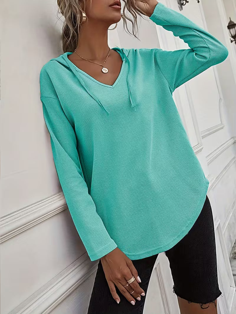 Heydi – Sweatshirt Med Lange ærmer Buet Forneden og Hætte