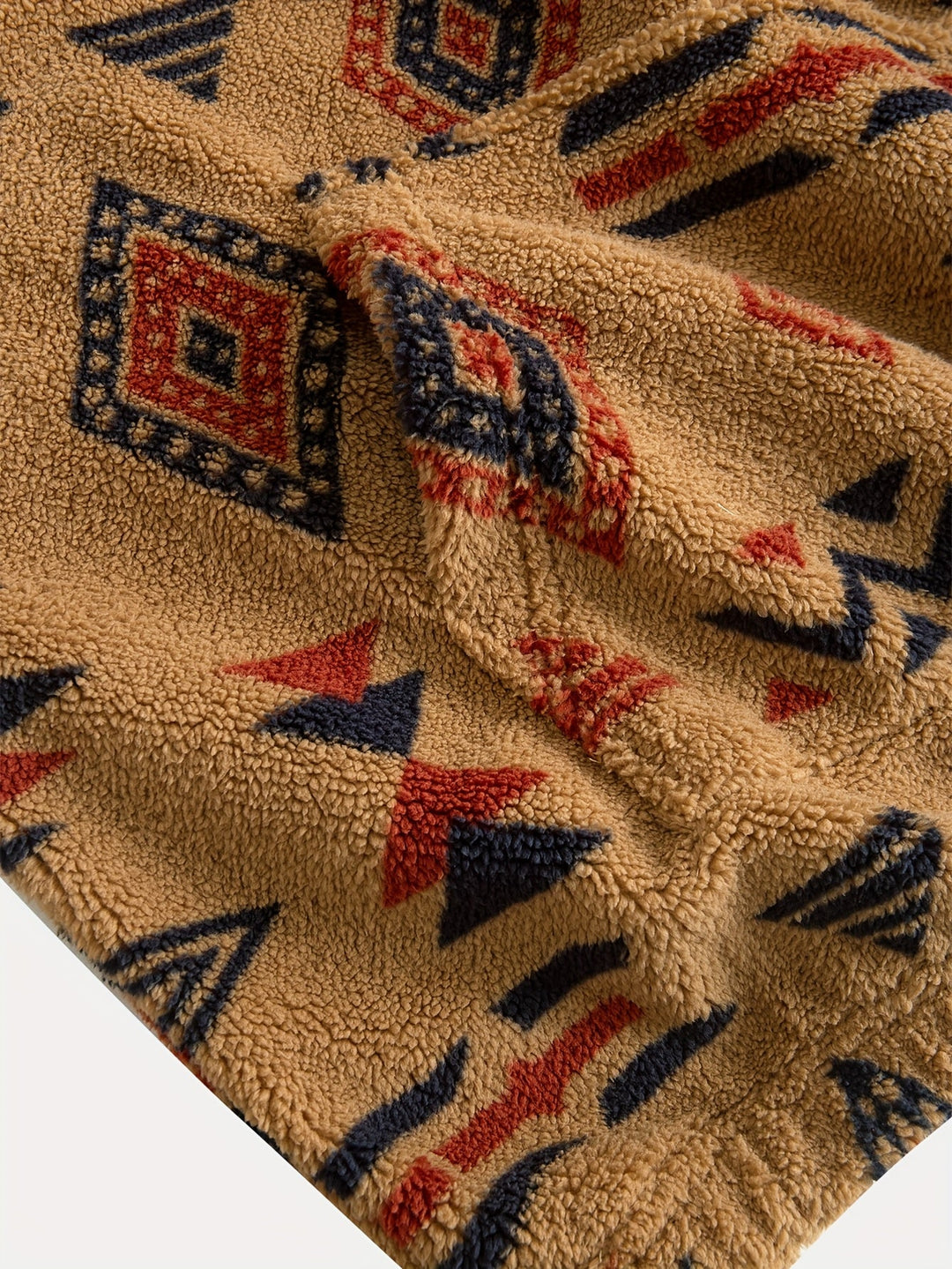 Jacco – Fleece-sweatshirt Med Halv Lynlås Og Geometrisk Mønster