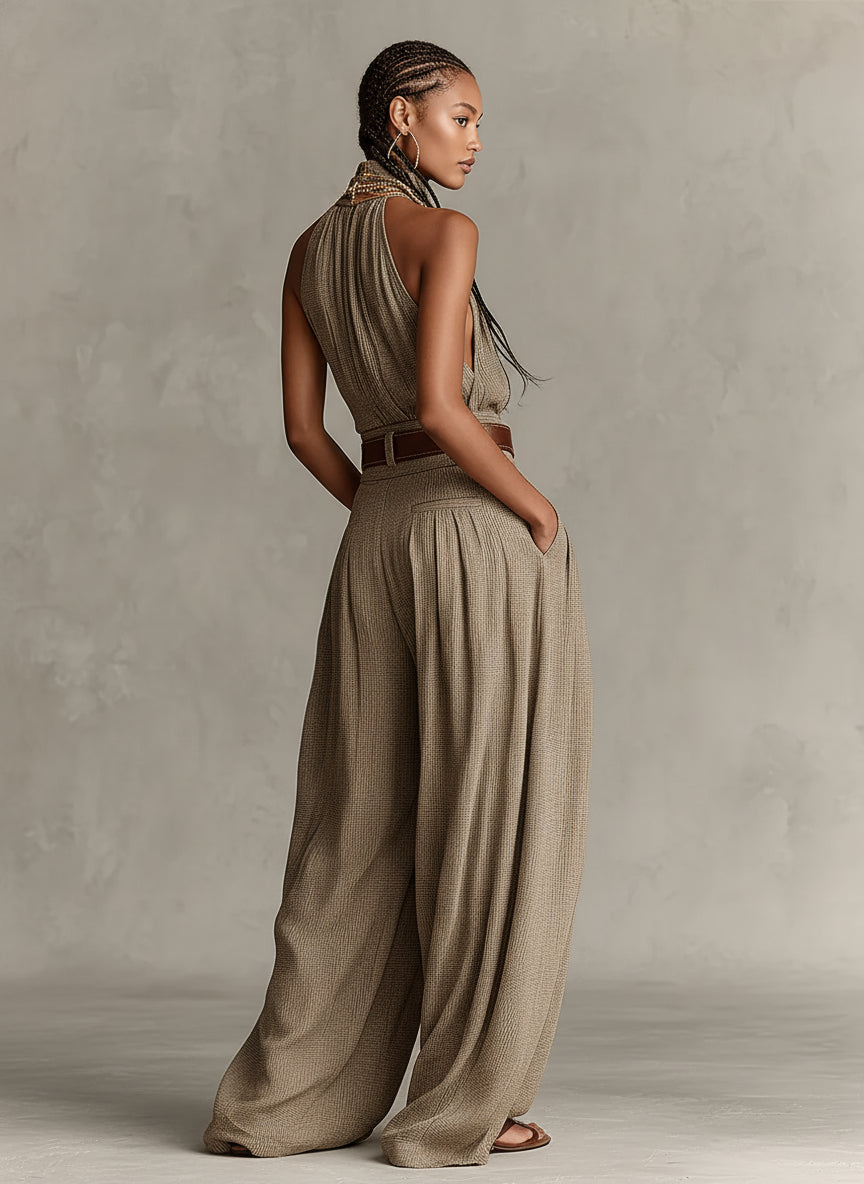 Jerina – Jumpsuit Med Brede Ben Og Holder Hals