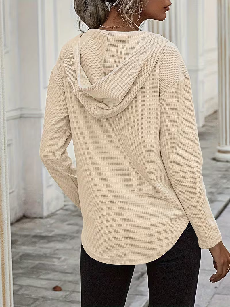 Heydi – Sweatshirt Med Lange ærmer Buet Forneden og Hætte