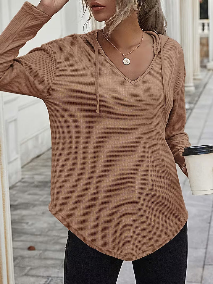 Heydi – Sweatshirt Med Lange ærmer Buet Forneden og Hætte