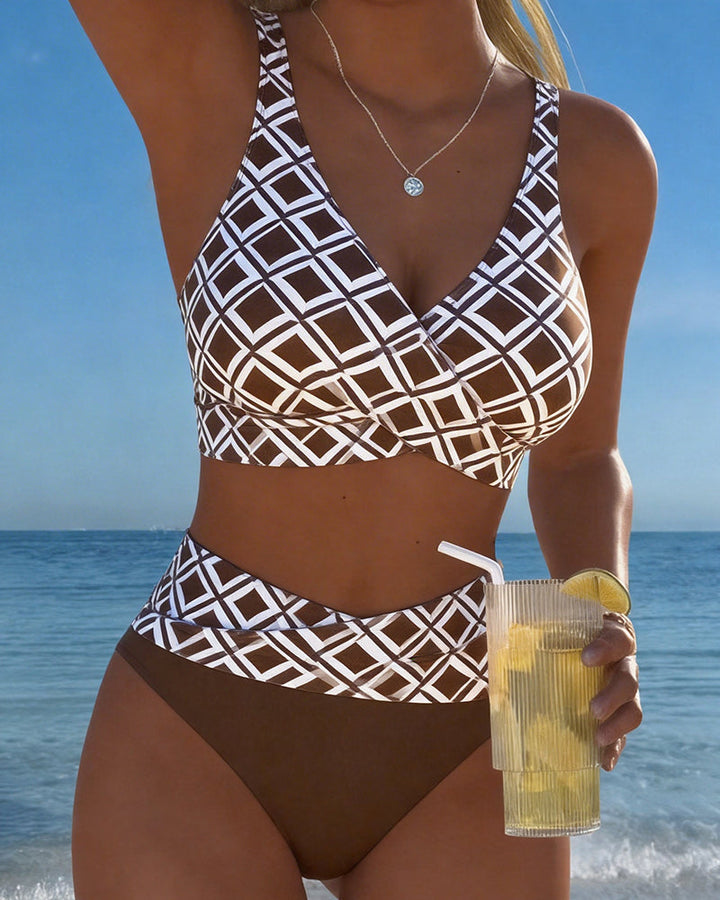 Chelvi - Elegant Todelt Bikini Med Diamantmønster