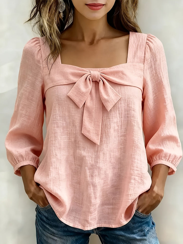 Monnie - Afslappet Sommer Bluse Med Sløjfe