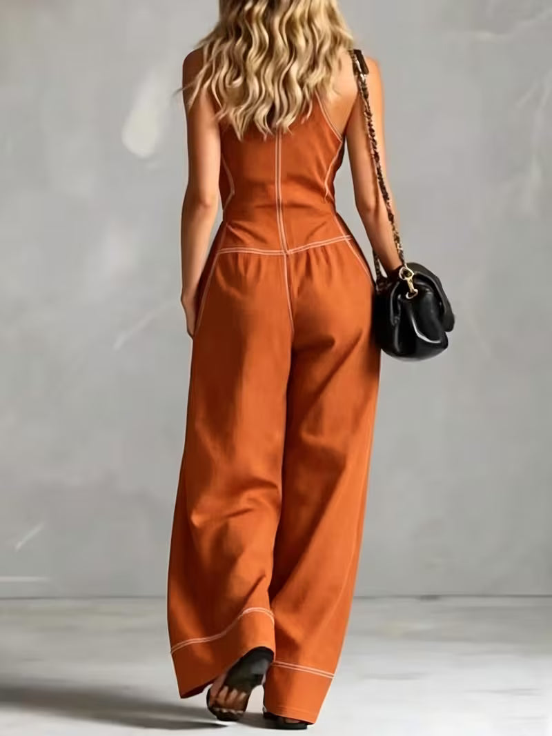 Bryana – Jumpsuit i Patchwork Med Striber