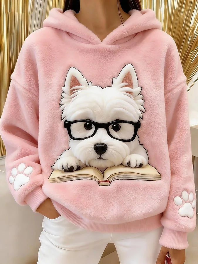 Eglantine – Flannel-sweatshirt Med Hætte Og Terrier-print