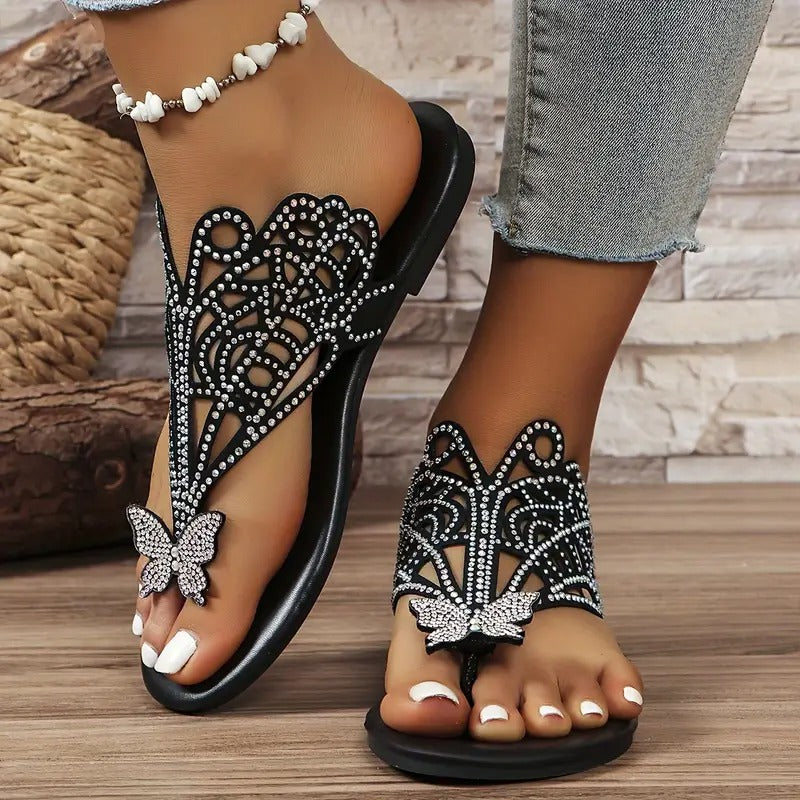 osalia – Stilfuld Lædersandal Med Sommerfuglemotiv