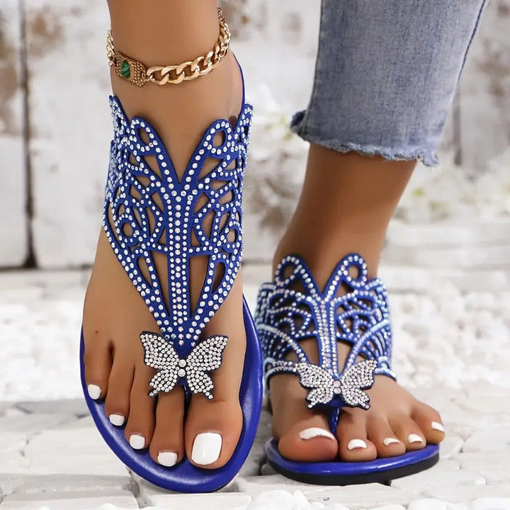 osalia – Stilfuld Lædersandal Med Sommerfuglemotiv
