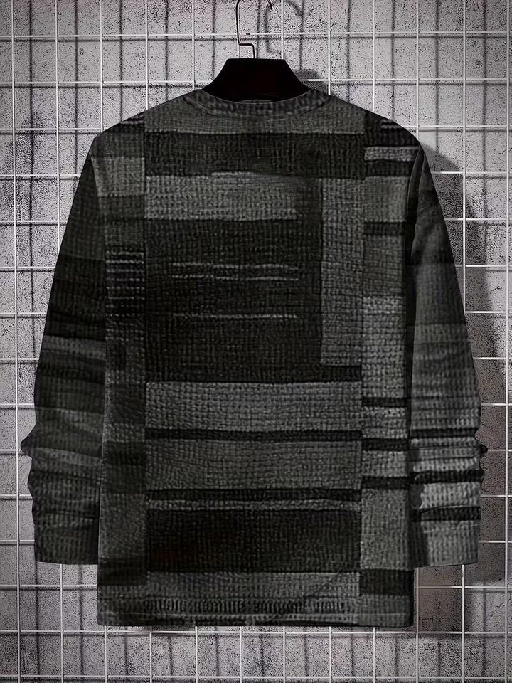 Kellan – Langærmet Skjorte Med Geometrisk Patchwork-Mønster
