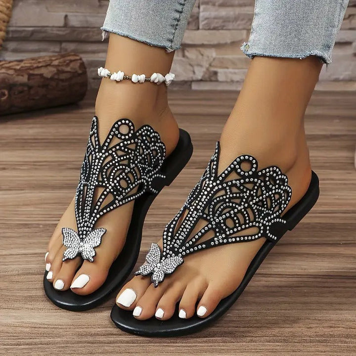 osalia – Stilfuld Lædersandal Med Sommerfuglemotiv