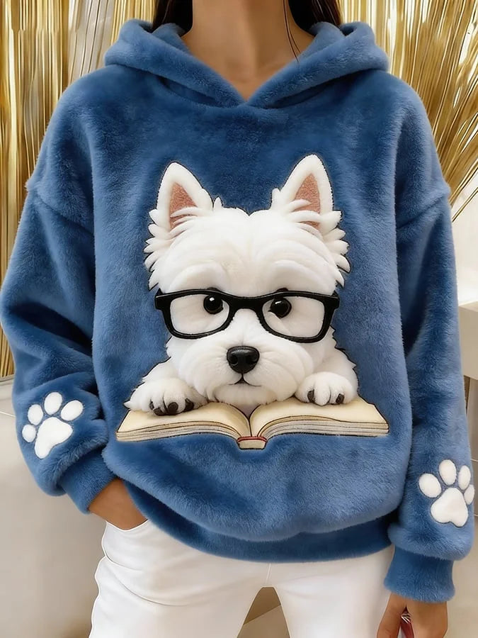 Eglantine – Flannel-sweatshirt Med Hætte Og Terrier-print
