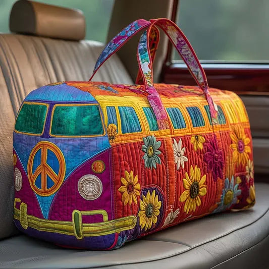 RetroBloom – Vatteret Rejsetaske Med Vintage Campingvognsmotiv