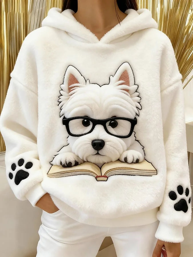 Eglantine – Flannel-sweatshirt Med Hætte Og Terrier-print