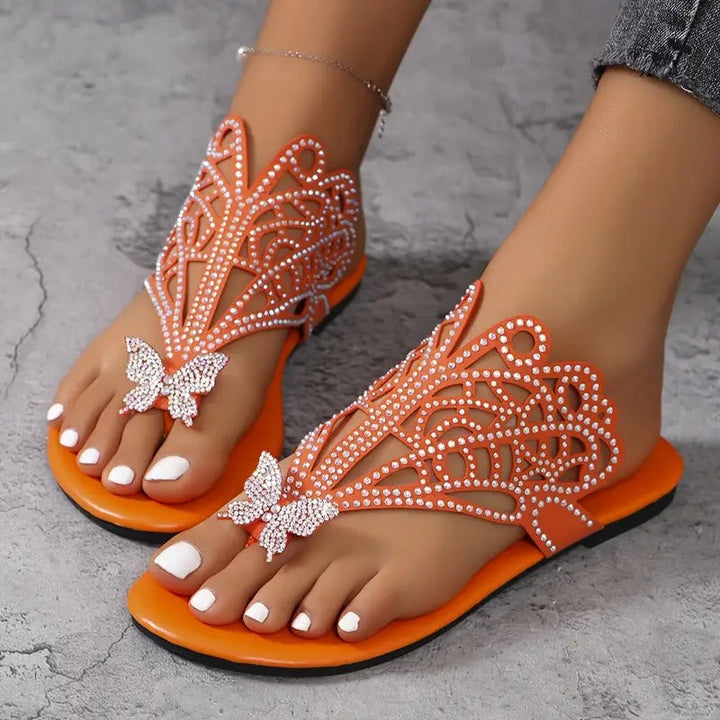 osalia – Stilfuld Lædersandal Med Sommerfuglemotiv