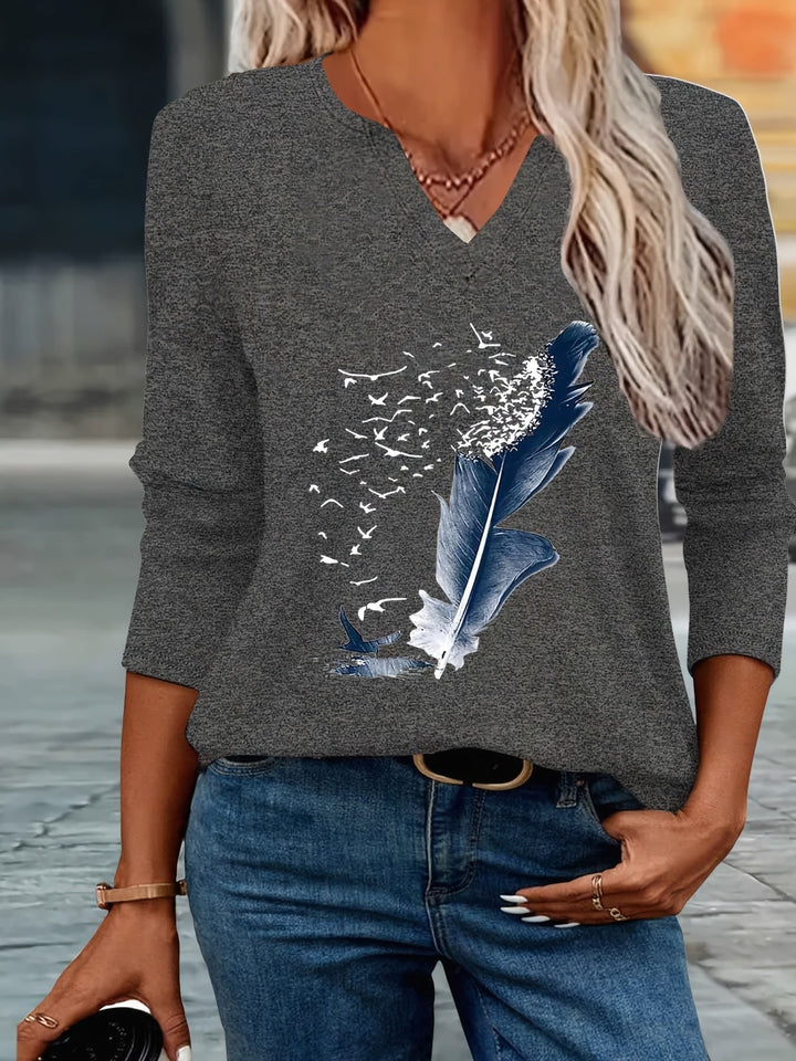 Amandine - Moderne Sommer Bluse Med V-udskæring