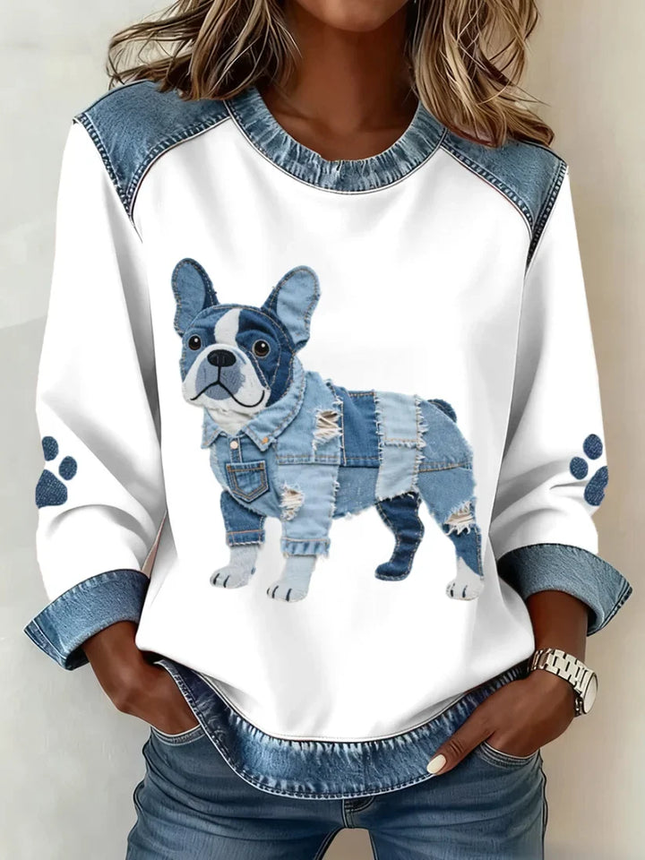 Lilah – Sweatshirt Med Dachshund-Udskriv Og Patchwork