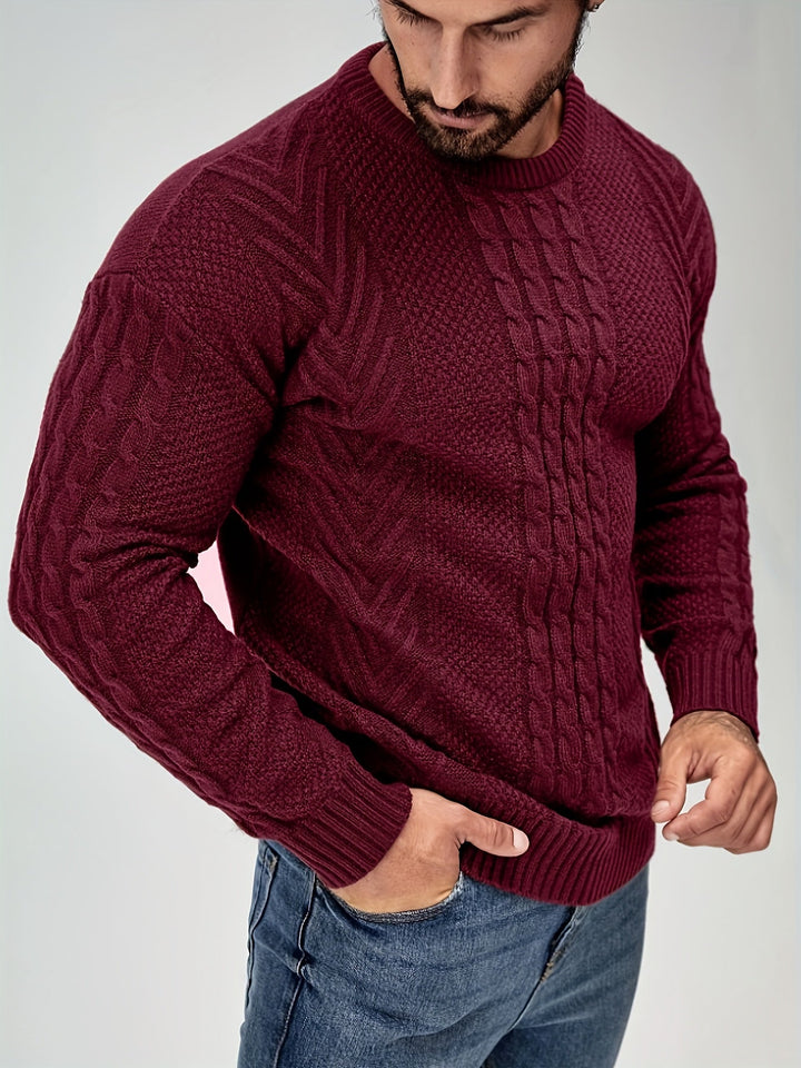 Eiduks – Klassisk Sweater Med Rund Hals og Kabelstrik