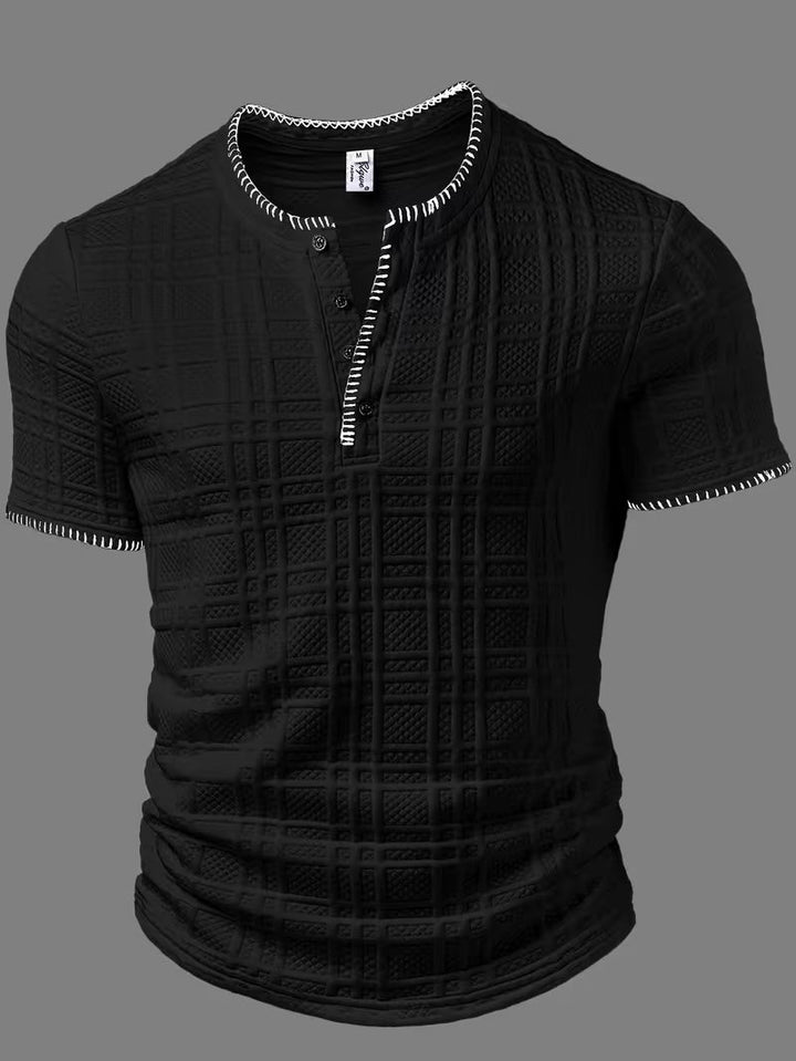 Layton – Henley-T-shirt med korte ærmer og struktureret overflade