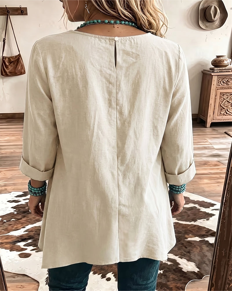 Taireen – Boho Inspireret Plisseret Tunika Bluse