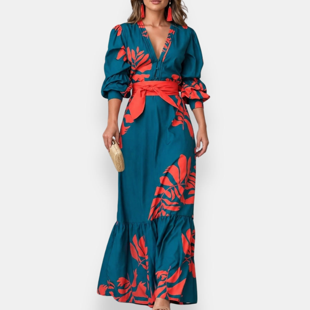 Hacire –  Maxikjole Med Tropisk Blomsterprint