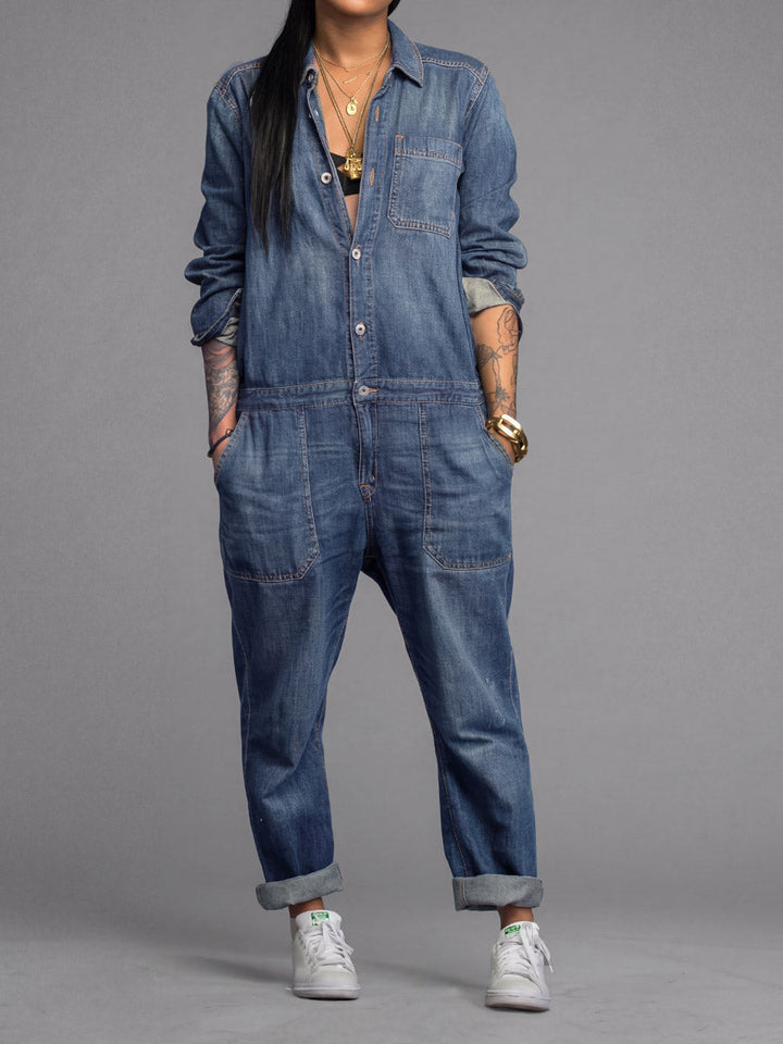 Ravina – Jumpsuit Med Knapper Foran