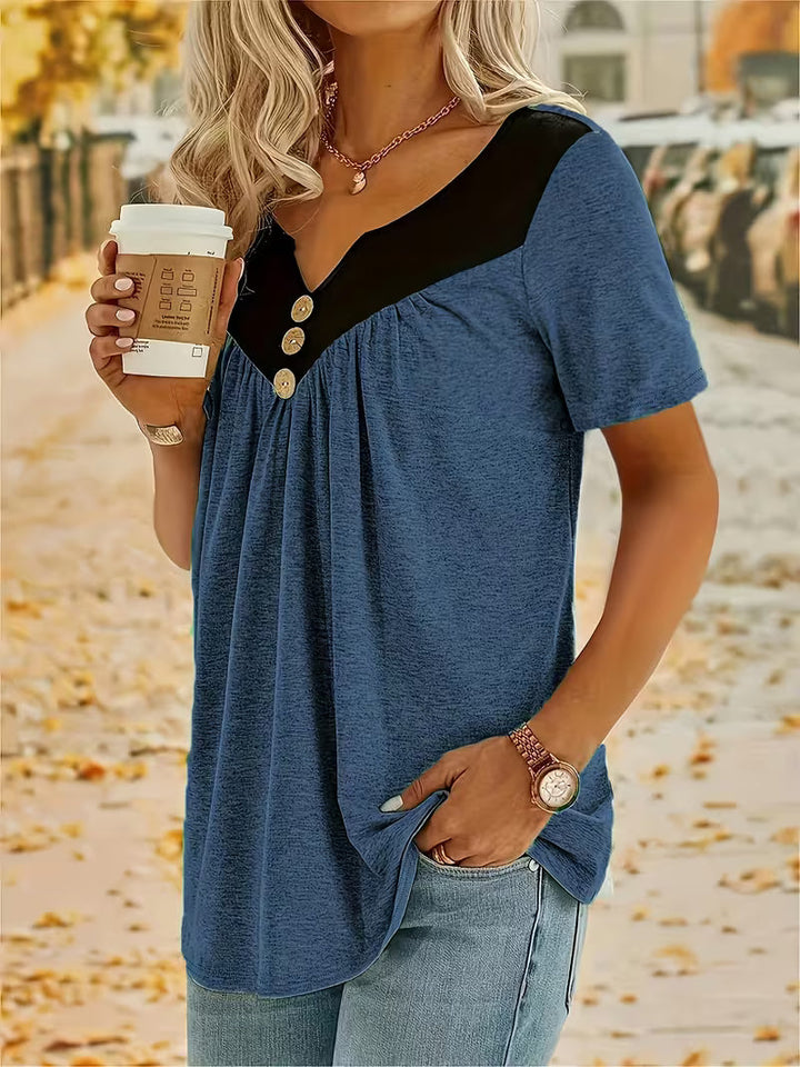 Kaielle - T-shirt Med Korte Ærmer Og Knap