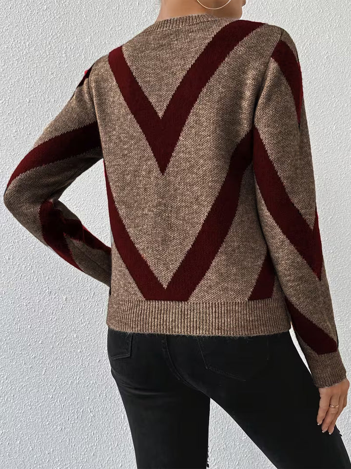 Minaza – Sweater Med Rund Hals Og Geometrisk Mønster