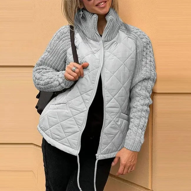 Karoliina - Strikket Patchwork Dun Jakke