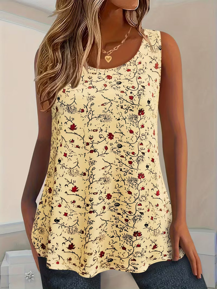 Machteld – Ærmeløs Vest Med Blomsterprint