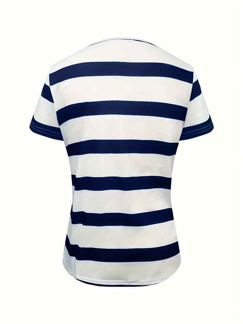Kiley - Elegant Stribet T-shirt Med Korte Ærmer