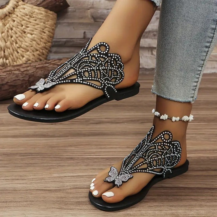 osalia – Stilfuld Lædersandal Med Sommerfuglemotiv