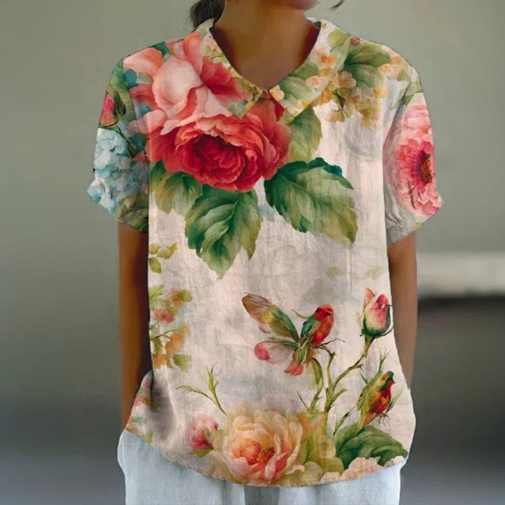 Aurevia - Vintage Blomster Udskriv Bluse