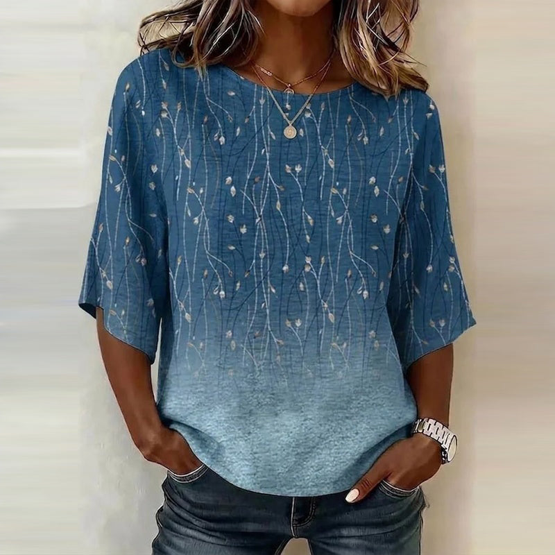 Eelene – Vintage-bluse Med Bladmønster