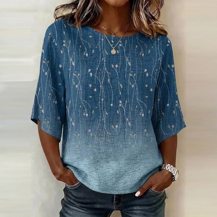 Eelene – Vintage-bluse Med Bladmønster