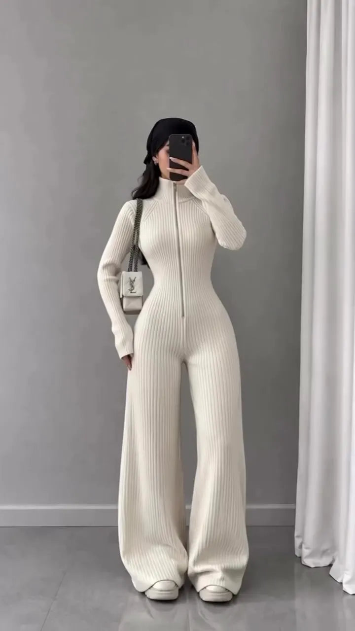 Libby – Jumpsuit Med Ribstrik Og Brede Ben