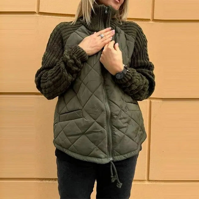 Karoliina - Strikket Patchwork Dun Jakke
