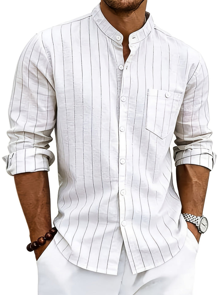 Leslie – Elegant Stribet Linned Skjorte