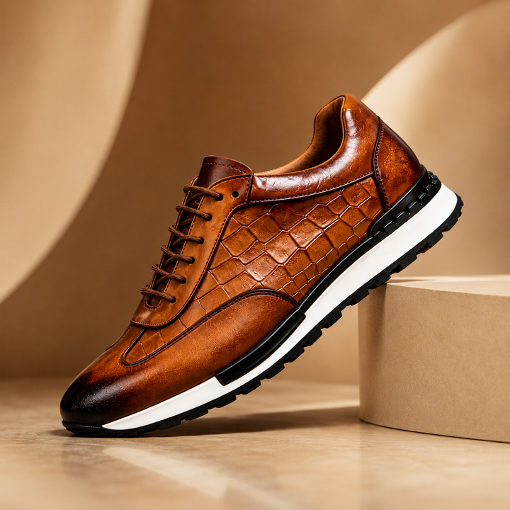 Hubert – Lædersneakers Med Snørebånd