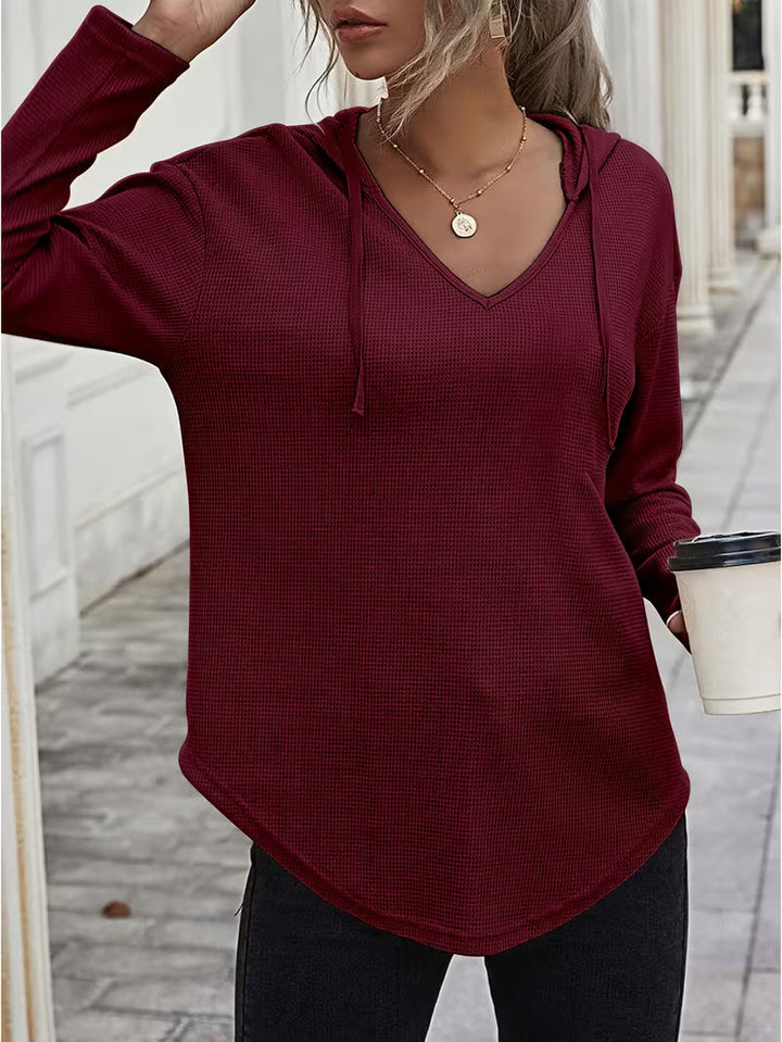 Heydi – Sweatshirt Med Lange ærmer Buet Forneden og Hætte