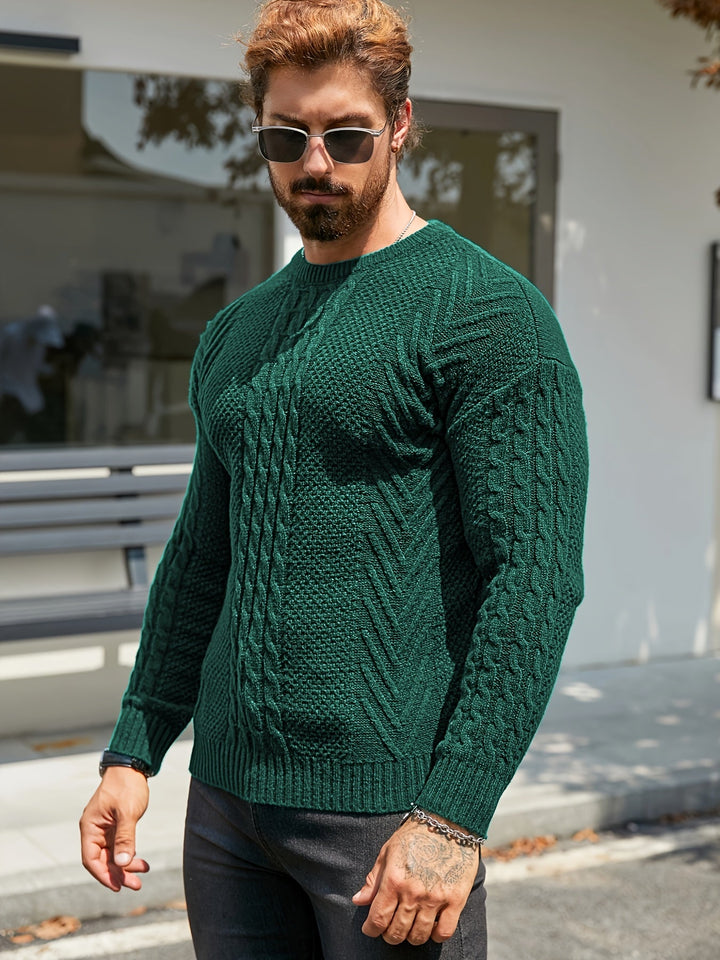 Eiduks – Klassisk Sweater Med Rund Hals og Kabelstrik
