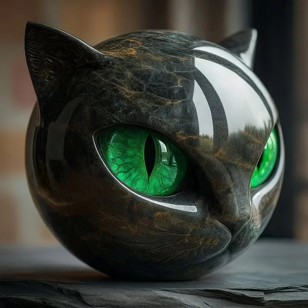 Nyxcharm – Skulptur Af Et Mystisk Sort Kattehoved