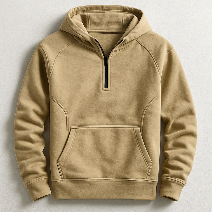 Kennet – Langærmet Sweatshirt Med Hætte Og Kvartlængde Lynlås