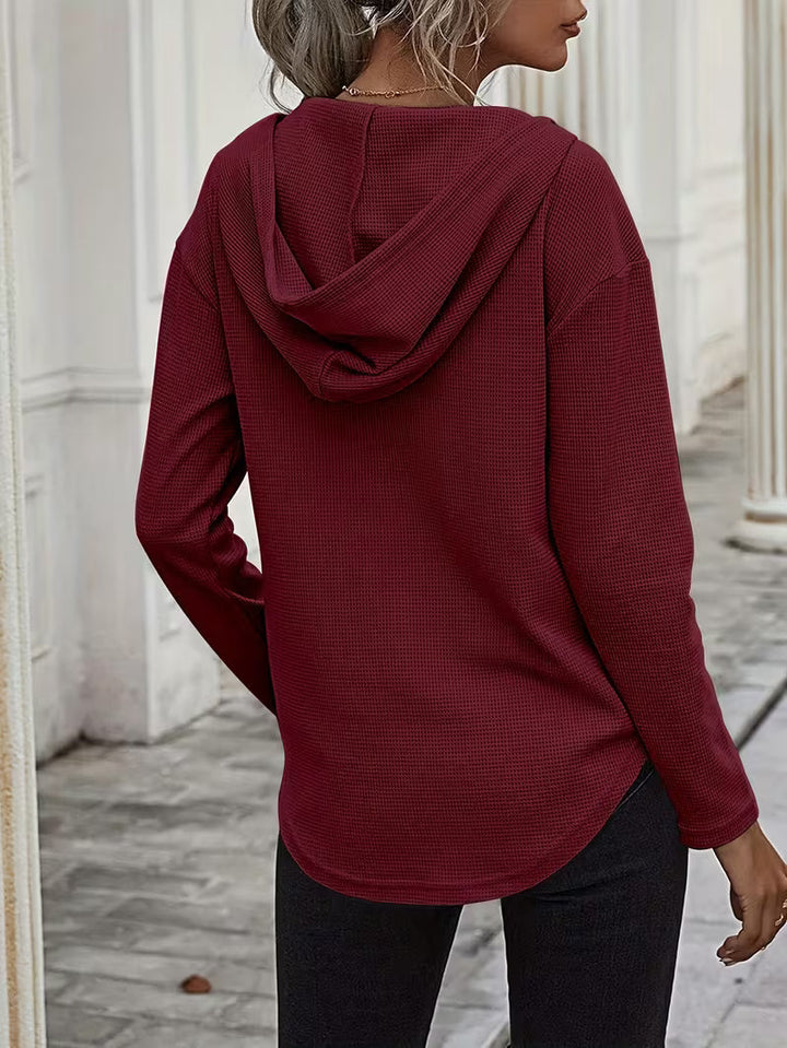 Heydi – Sweatshirt Med Lange ærmer Buet Forneden og Hætte