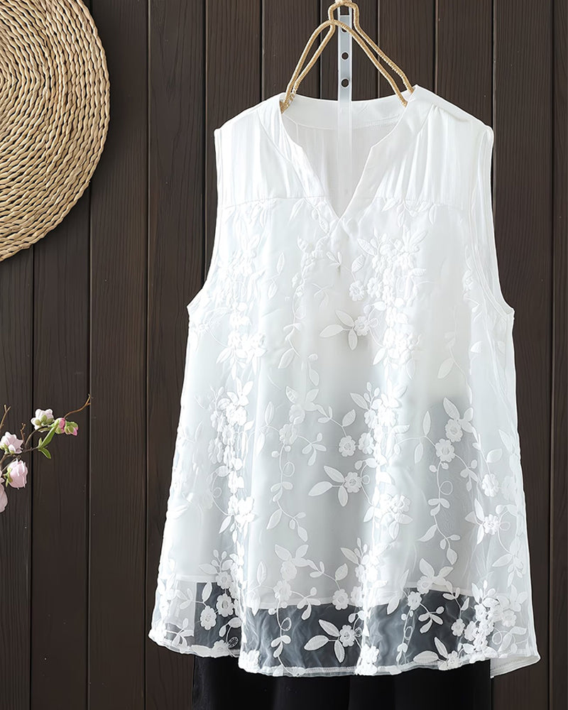 Shilika – Ærmeløs Tanktop Med Blomstermønster