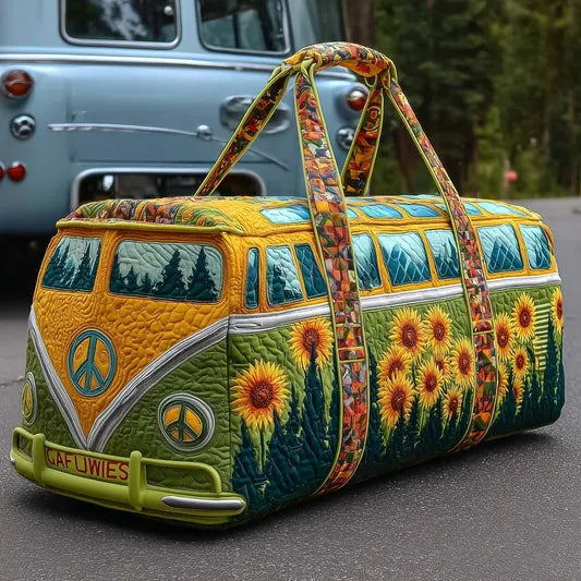 RetroBloom – Vatteret Rejsetaske Med Vintage Campingvognsmotiv
