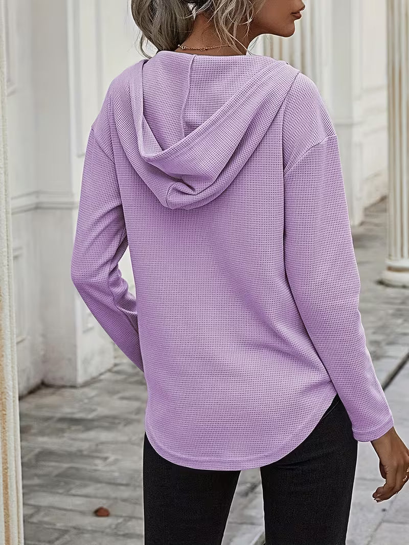 Heydi – Sweatshirt Med Lange ærmer Buet Forneden og Hætte