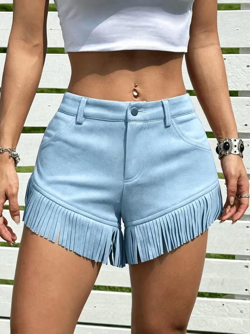 Wiliya - Vintage-shorts med frynser og lav talje